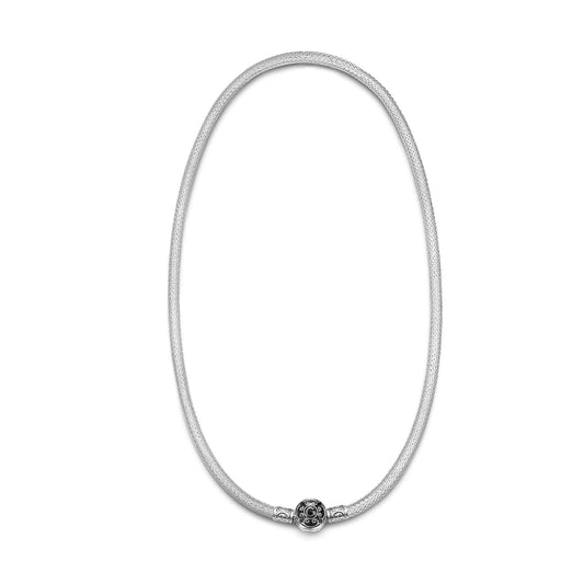 gon- Sterling Silver Personalized Fashion Snap Necklace With Enamel In White Gold Plated For Men