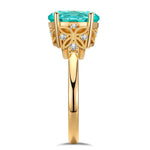 Oval Brilliant Cut Electric Lagoon Hue Lab-Certified Paraiba Tourmaline - Pave Classic Engagement Ring 14K Yellow Gold Plated (Includes GRC Certification from Gemstone Research Center)