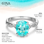 Oval Brilliant Cut Electric Lagoon Hue Lab-Certified Paraiba Tourmaline - Pave Classic Engagement Ring White Gold Plated (Includes GRC Certification from Gemstone Research Center)