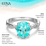 Oval Brilliant Cut Electric Lagoon Hue Lab-Certified Paraiba Tourmaline - Pave Classic Engagement Ring White Gold Plated (Includes GRC Certification from Gemstone Research Center)