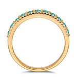Round Brilliant Cut Electric Lagoon Hue Lab-Certified Paraiba Tourmaline - Half Eternity Ring 14K Yellow Gold Plated (Includes GRC Certification from Gemstone Research Center)