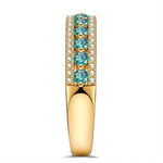 Round Brilliant Cut Electric Lagoon Hue Lab-Certified Paraiba Tourmaline - Half Eternity Ring 14K Yellow Gold Plated (Includes GRC Certification from Gemstone Research Center)
