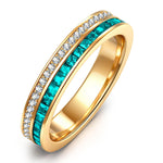 Lab-Certified Paraiba Eternity Band in 14K Gold Plated Tarnish-Resistant Silver (Includes GRC Certification from Gemstone Research Center)