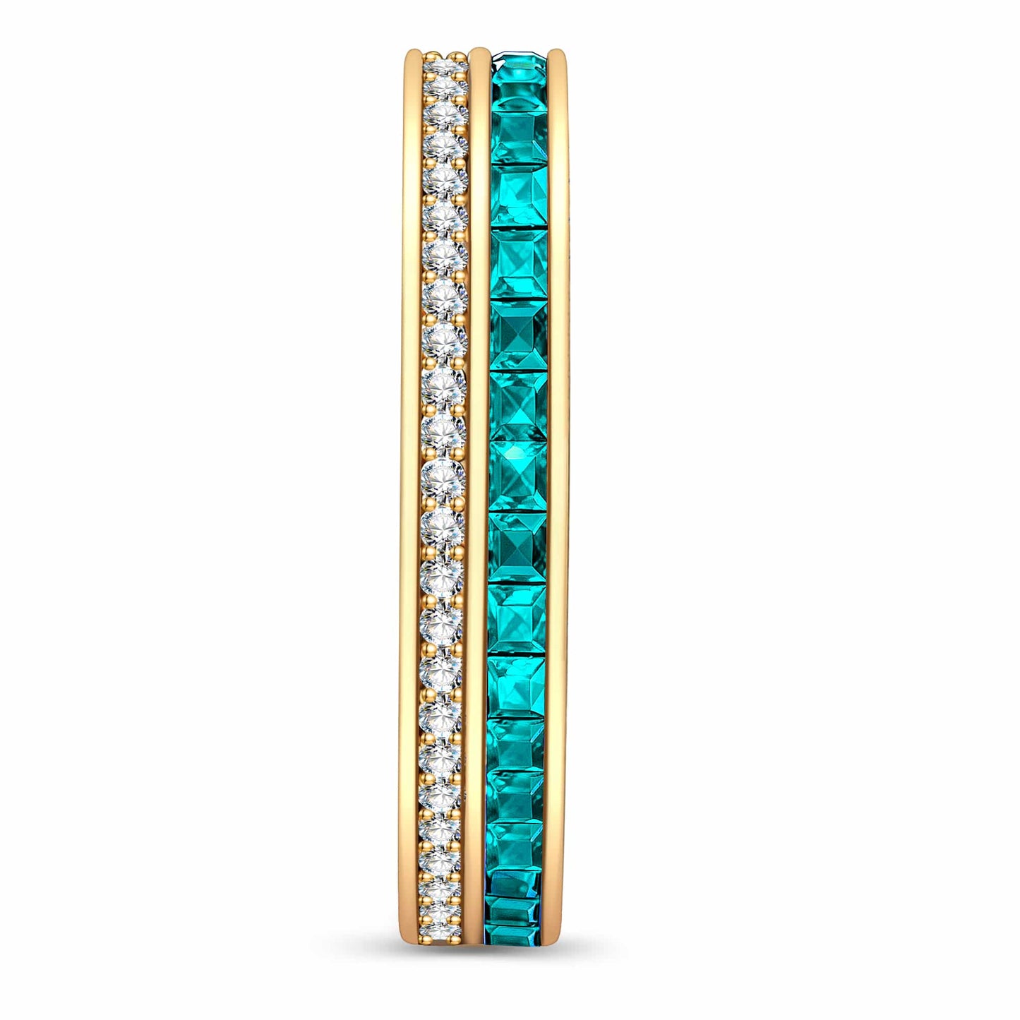 Lab-Certified Paraiba Eternity Band in 14K Gold Plated Tarnish-Resistant Silver (Includes GRC Certification from Gemstone Research Center)