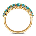 Round Brilliant Cut Electric Lagoon Hue Lab-Certified Paraiba Tourmaline - Half Eternity Ring 14K Yellow Gold Plated (Includes GRC Certification from Gemstone Research Center)