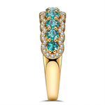 Round Brilliant Cut Electric Lagoon Hue Lab-Certified Paraiba Tourmaline - Half Eternity Ring 14K Yellow Gold Plated (Includes GRC Certification from Gemstone Research Center)