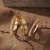 The Destiny Band Ring Round Brilliant Cut Diamond White Lab Zircon Stackable Rings Set Wedding Rings - Forever Wedding Bands 14K Yellow Gold Plated