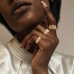 The Destiny Band Ring Round Brilliant Cut Diamond White Lab Zircon Stackable Rings Set Wedding Rings - Forever Wedding Bands 14K Yellow Gold Plated
