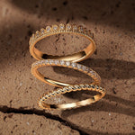 The Destiny Band Ring Round Brilliant Cut Diamond White Lab Zircon Stackable Rings Set Wedding Rings - Forever Wedding Bands 14K Yellow Gold Plated