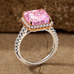 Radiant IceScape Crystal Cut Fancy Vivid Pink Frostfire Zirconia - Halo Classic Engagement Ring White Gold Plated