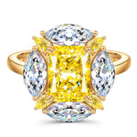 Cushion IceScape Crystal Cut Fancy Vivid Yellow Frostfire Zirconia - Halo Classic Engagement Ring 14K Yellow Gold Plated