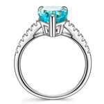 8*12mm Pear Modified Brilliant Cut Fancy Vivid Blue Ice-Frosted Sparkle Lab Zircon - Pave Classic Engagement Ring White Gold Plated