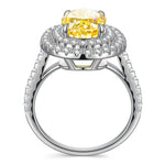 8*10mm Oval Modified Brilliant Cut Fancy Vivid Yellow Ice-Frosted Sparkle Lab Zircon - Halo Classic Engagement Ring White Gold Plated