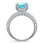 9*11mm Oval Modified Brilliant Cut Fancy Vivid Blue Ice-Frosted Sparkle Lab Zircon - Pave Classic Engagement Ring White Gold Plated