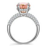 9*11mm Oval Modified Brilliant Cut Padparadscha Sunset Glow Ice-Frosted Sparkle Lab Zircon - Pave Classic Engagement Ring White Gold Plated