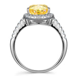8*12mm Pear Modified Brilliant Cut Fancy Vivid Yellow Ice-Frosted Sparkle Lab Zircon - Halo Classic Engagement Ring White Gold Plated