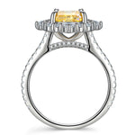 8*10mm Emerald Modified Brilliant Cut Fancy Vivid Yellow Ice-Frosted Sparkle Lab Zircon - Halo Classic Engagement Ring White Gold Plated