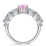 6*8mm Cushion Modified Brilliant Cut Fancy Vivid Pink Ice-Frosted Sparkle Lab Zircon - Pave Classic Engagement Ring White Gold Plated