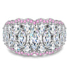 4*8mm Marquise Brilliant Cut Lab Zircon - Pave Classic Engagement Ring White Gold Plated