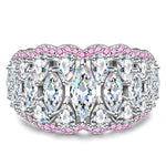 4*8mm Marquise Brilliant Cut Lab Zircon - Pave Classic Engagement Ring White Gold Plated