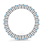 2*2mm Round Brilliant Cut Fancy Vivid Blue Lab Zircon and Mint Green Lab Zircon Stackable Rings Set - Eternity Rings Classic Wedding Bands White Gold Plated