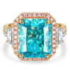 12*10mm Radiant Modified Brilliant Cut Fancy Vivid Blue Ice-Frosted Sparkle Lab Zircon - Pave Classic Engagement Ring White Gold Plated