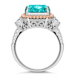 12*10mm Radiant Modified Brilliant Cut Fancy Vivid Blue Ice-Frosted Sparkle Lab Zircon - Pave Classic Engagement Ring 14K Yellow Gold Plated