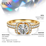 IGI Certified Lab-Grown Round Brilliant Cut Diamond - Halo Classic Engagement Ring 14K Yellow Gold Plated (Includes IGI Certification from International Gemological Institute)