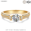 IGI Certified Lab-Grown Round Brilliant Cut Diamond - Pave Classic Engagement Ring 14K Yellow Gold Plated (Includes IGI Certification from International Gemological Institute)