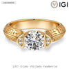 IGI Certified Lab-Grown Round Brilliant Cut Diamond - Pave Classic Engagement Ring 14K Yellow Gold Plated (Includes IGI Certification from International Gemological Institute)