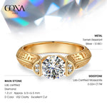 IGI Certified Lab-Grown Round Brilliant Cut Diamond - Pave Classic Engagement Ring 14K Yellow Gold Plated (Includes IGI Certification from International Gemological Institute)