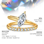 IGI Certified Lab-Grown Marquise Brilliant Cut Diamond - Pave Classic Engagement Ring 14K Yellow Gold Plated (Includes IGI Certification from International Gemological Institute)