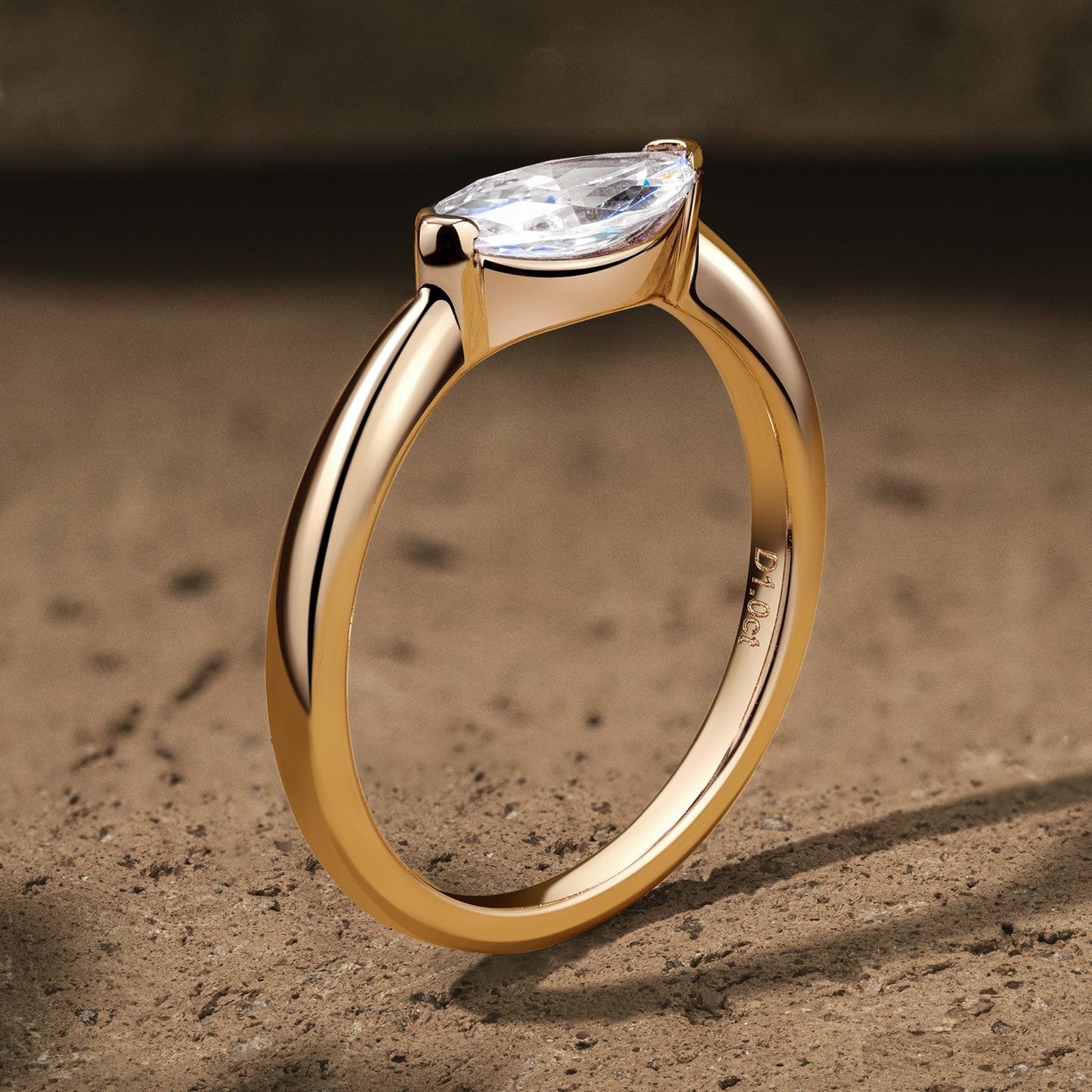 IGI Certified Lab-Grown Marquise Brilliant Cut Diamond - Solitaire Classic Engagement Ring 14K Yellow Gold Plated (Includes IGI Certification from International Gemological Institute)