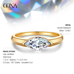 IGI Certified Lab-Grown Marquise Brilliant Cut Diamond - Solitaire Classic Engagement Ring 14K Yellow Gold Plated (Includes IGI Certification from International Gemological Institute)