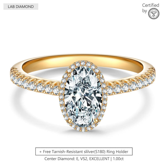 gona- Exclusive Sale: Lab-Grown Oval Brilliant Cut Diamond - And Get a 14K Yellow Gold Plated Ring Holder For Free (Includes IGI Certification from Gemological Institute of America)