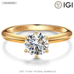 1ct Round Lab-Grown Diamond Solitaire Engagement Ring 6 Prong Claw Setting Tarnish-Resistant Silver with 14K Gold Plated (Includes IGI Certification from International Gemological Institute)