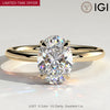 LIMITED-TIME SALE $399.99 | 2ct Oval Lab-Grown Diamond Solitaire Ring with Claw Setting Tarnish-resistant Silver In 14K Gold Plated (Includes IGI Certification from International Gemological Institute）