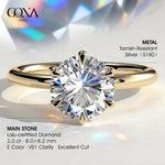 2ct Round Lab-Grown Diamond Solitaire Ring with Claw Setting Tarnish-resistant Silver In 14K Gold Plated (Includes IGI Certification from International Gemological Institute)