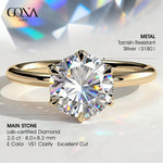 2ct Round Lab-Grown Diamond Solitaire Ring with Petal Gallery Claw Setting Tarnish-resistant Silver In 14K Gold Plated (Includes IGI Certification from International Gemological Institute)