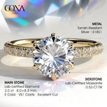 2ct Round Lab-Grown Diamond Ring with Wraparound Hidden Halo & Pave Band Cathedral Setting Tarnish-resistant Silver In 14K Gold Plated (Includes IGI Certification from International Gemological Institute)