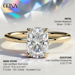 2ct Elongated Cushion Lab-Grown Diamond Ring with Petal Gallery & Leaf Detail Claw Setting Tarnish-resistant Silver In 14K Gold Plated (Includes IGI Certification from International Gemological Institute)