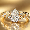 Enchanted Vine · 2.0 CT Pear Lab-Grown Diamond Engagement Ring with Leaf & Vine Accent Band Tarnish-Resistant Silver In 14K Yellow Gold Plated · (Includes IGI Certification from International Gemological Institute)