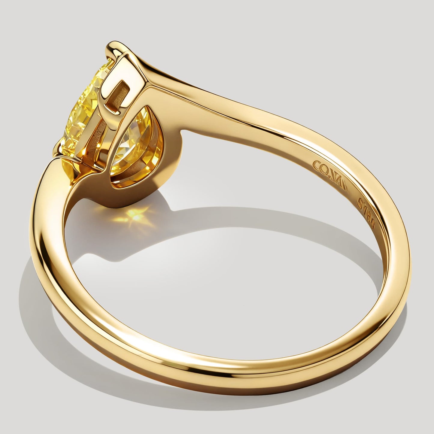 1.03 ct Pear Lab-Grown Fancy Intense Yellow Diamond Engagement Ring with Bypass Setting Tarnish-resistant Silver In 14K Gold Plated (Includes IGI Certification from International Gemological Institute)