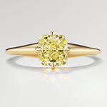 Golden Radiance - 1.1 ct Cushion Cut Lab-Grown Fancy Vivid Yellow Diamond Solitaire Ring In Tarnish-resistant Silver (Includes IGI Certification from International Gemological Institute)