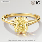 Golden Radiance - 1.1 ct Cushion Cut Lab-Grown Fancy Vivid Yellow Diamond Solitaire Ring In Tarnish-resistant Silver (Includes IGI Certification from International Gemological Institute)