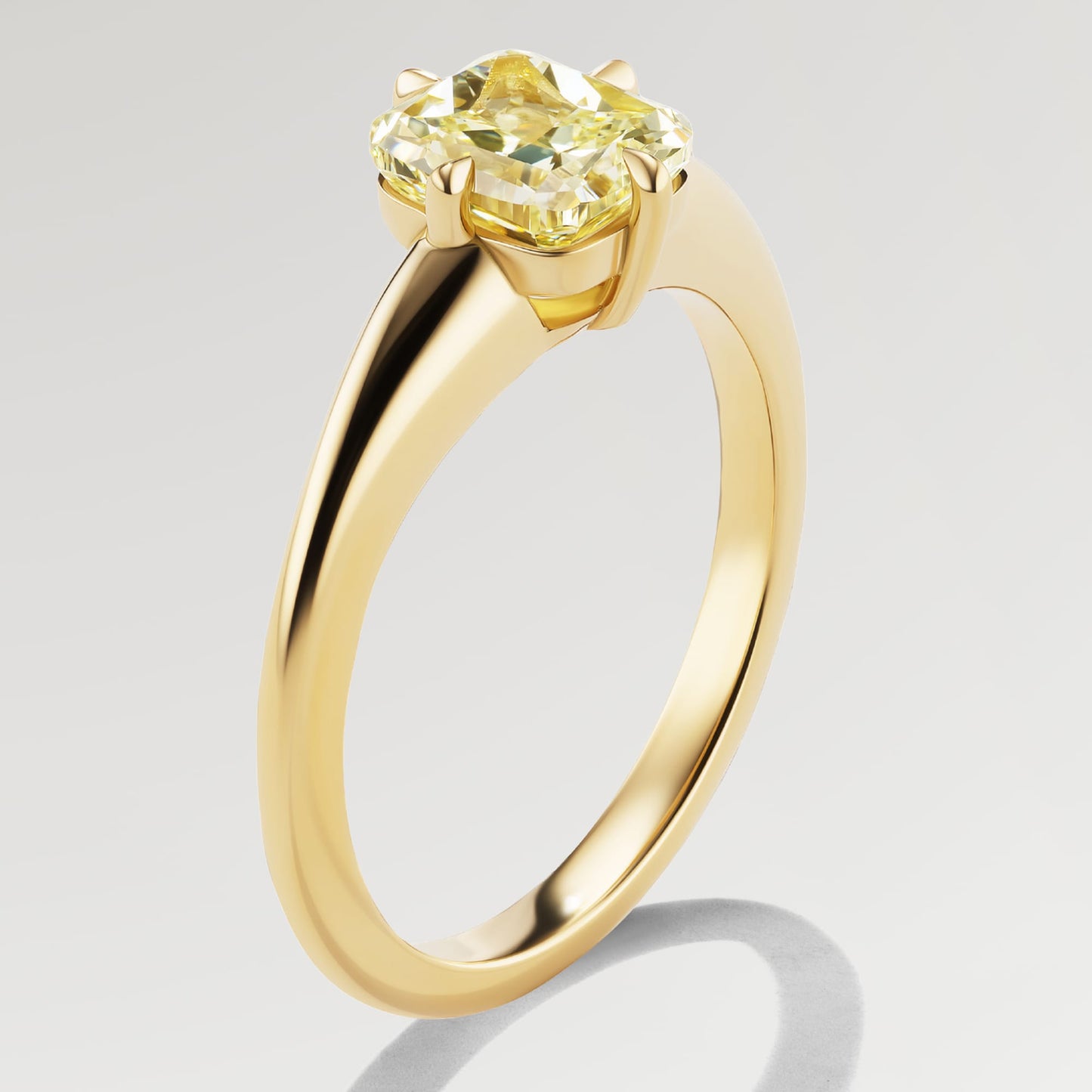 Golden Radiance - 1.1 ct Cushion Cut Lab-Grown Fancy Vivid Yellow Diamond Solitaire Ring In Tarnish-resistant Silver (Includes IGI Certification from International Gemological Institute)