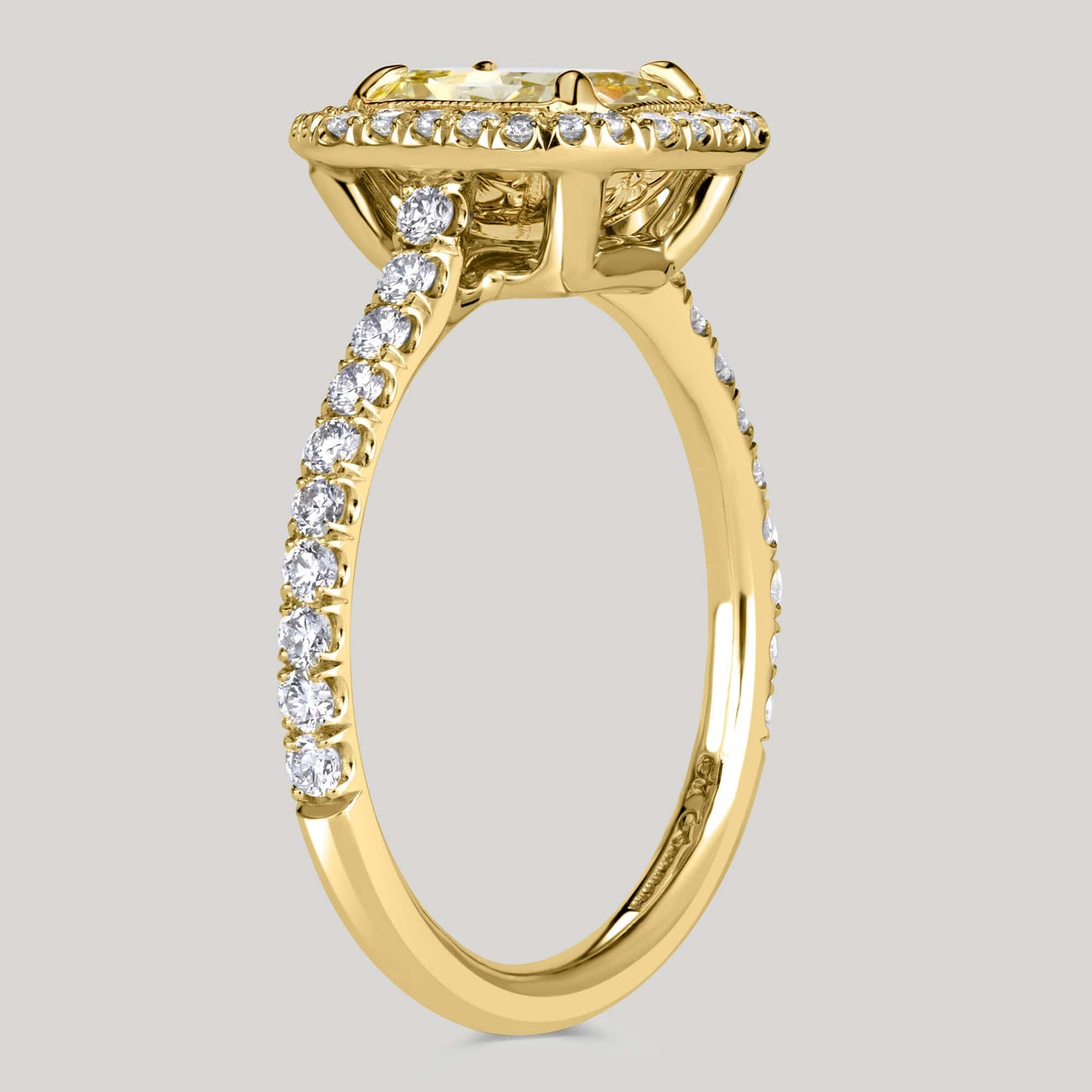 Sunlit Halo - 1.1 ct Radiant Cut Lab-Grown Fancy Vivid Yellow Diamond Ring with Diamond Halo In Solid 14K Yellow Gold with White Gold Plating (Includes IGI Certification from International Gemological Institute)