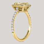 Sunlit Halo - 1.1 ct Radiant Cut Lab-Grown Fancy Vivid Yellow Diamond Ring with Diamond Halo In Solid 14K Yellow Gold with White Gold Plating (Includes IGI Certification from International Gemological Institute)