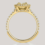 Sunlit Halo - 1.1 ct Radiant Cut Lab-Grown Fancy Vivid Yellow Diamond Ring with Diamond Halo In Solid 14K Yellow Gold with White Gold Plating (Includes IGI Certification from International Gemological Institute)