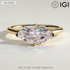 2ct Marquise Lab-Grown Diamond East-West Claw Solitaire with Raised Basket Gallery Engagement Ring Tarnish-resistant Silver In 14K Gold Plated (Includes IGI Certification from International Gemological Institute)